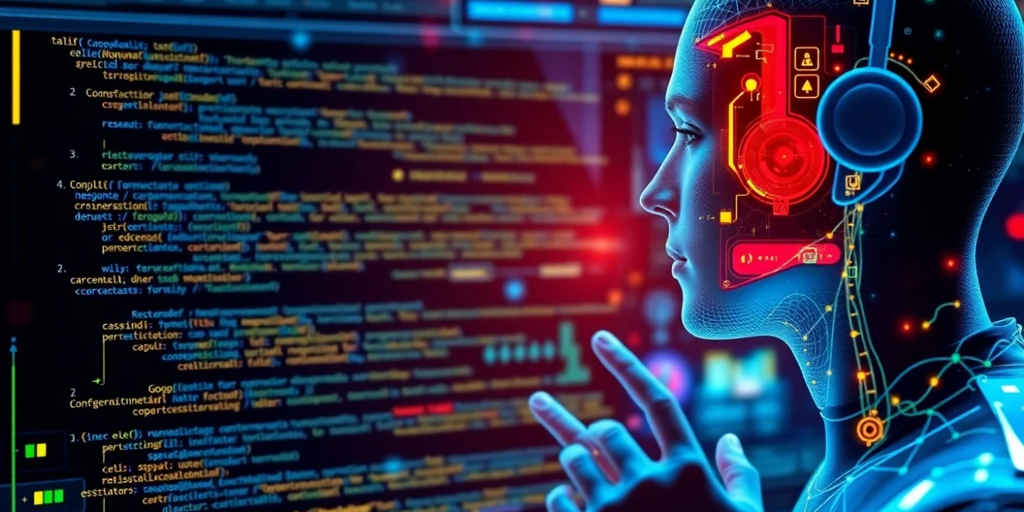 Illustration of Google Gemini AI showing a user interacting with a futuristic Google interface using multimodal features like text, code, and images.