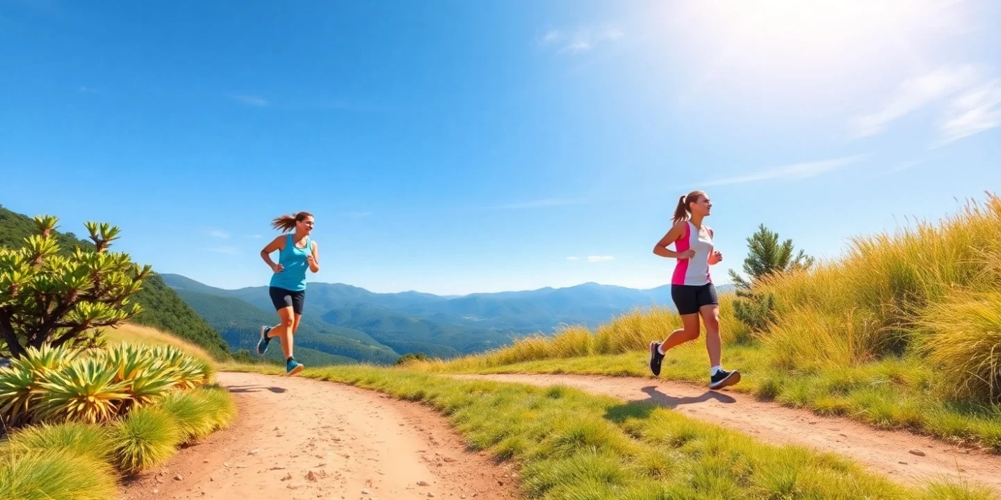 Person walking and person running on a nature trail, representing different fitness approaches.